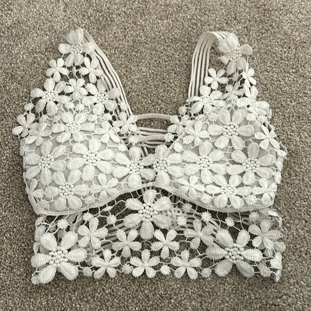 White floral bralette